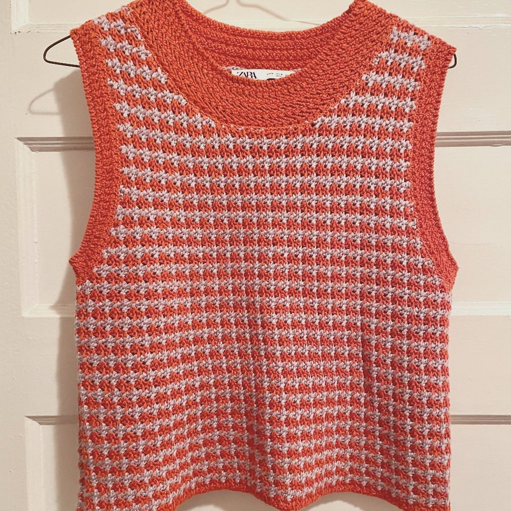 Zara Knit Tank Top | Orange & Lavender | M